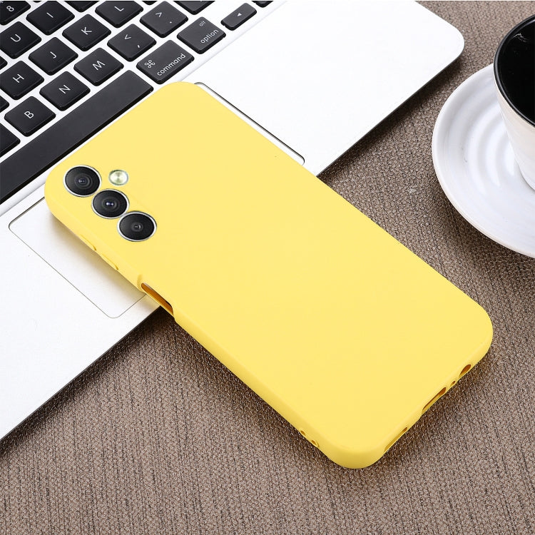 For Samsung Galaxy A24 4G Pure Color Liquid Silicone Shockproof Phone Case(Yellow) - Galaxy Phone Cases by buy2fix | Online Shopping UK | buy2fix