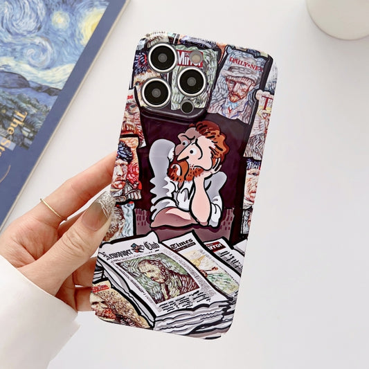 For iPhone 11 Pro Max Precise Hole Oil Painting Glossy PC Phone Case(Newspaper) - iPhone 11 Pro Max Cases by buy2fix | Online Shopping UK | buy2fix