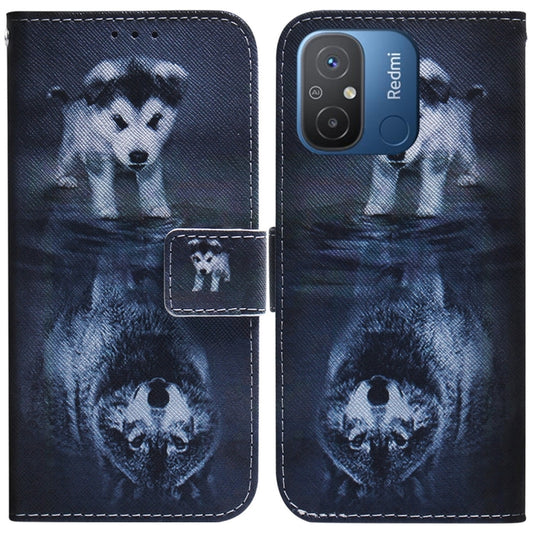 For Xiaomi Redmi 12C / 11A Coloured Drawing Flip Leather Phone Case(Wolf and Dog) - Xiaomi Cases by buy2fix | Online Shopping UK | buy2fix