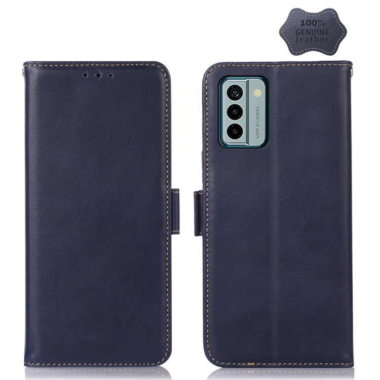 For Nokia G22 4G Crazy Horse Top Layer Cowhide Leather Phone Case(Blue) - Nokia Cases by buy2fix | Online Shopping UK | buy2fix