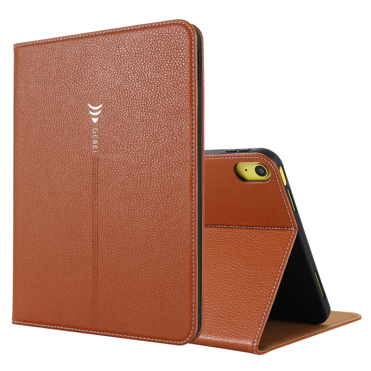 For iPad 2025 / 2022 GEBEI Silk Texture Flip Tablet Leather Case(Brown) - iPad 2025 / 2022 Cases by GEBEI | Online Shopping UK | buy2fix