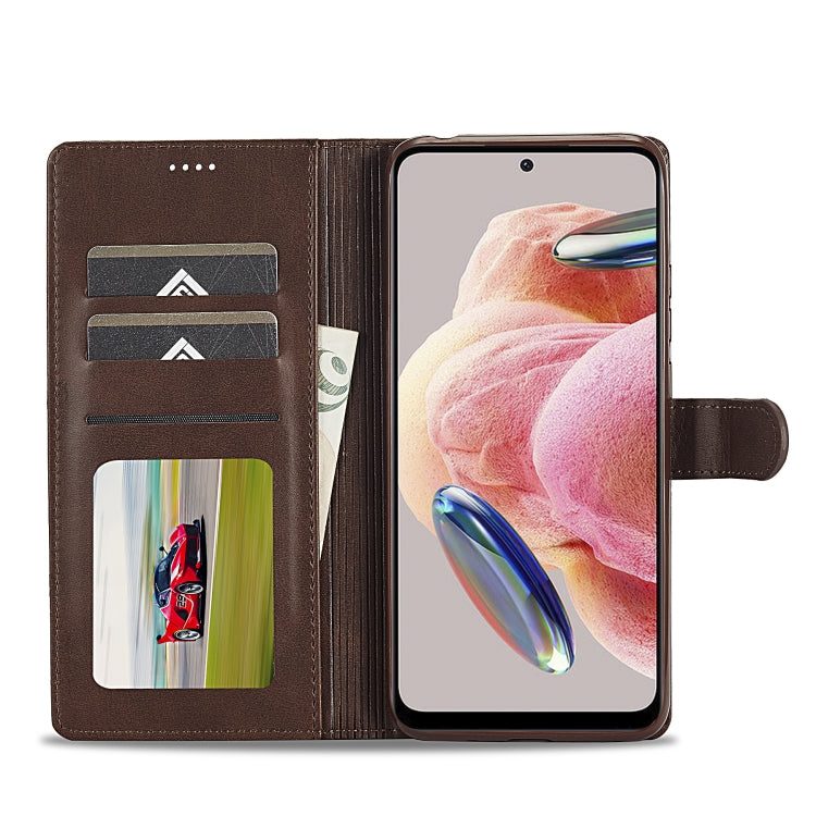 For Xiaomi Redmi Note 12 4G Global LC.IMEEKE Calf Texture Leather Phone Case(Coffee) - Note 12 Cases by LC.IMEEKE | Online Shopping UK | buy2fix