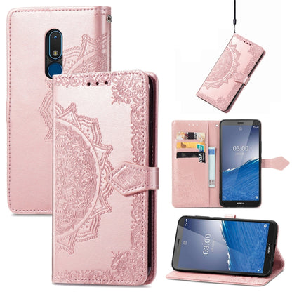 For Nokia C3 Mandala Flower Embossed Leather Phone Case(Rose Gold) - Nokia Cases by buy2fix | Online Shopping UK | buy2fix