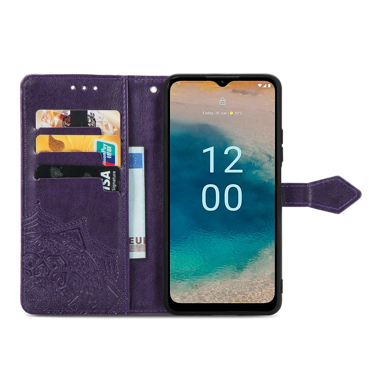 For Nokia G22 Mandala Flower Embossed Leather Phone Case(Purple) - Nokia Cases by buy2fix | Online Shopping UK | buy2fix