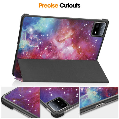 For Xiaomi Pad 6 / 6 Pro Custer Painted 3-Fold Stand Leather Smart Tablet Case(Milky Way) -  by buy2fix | Online Shopping UK | buy2fix