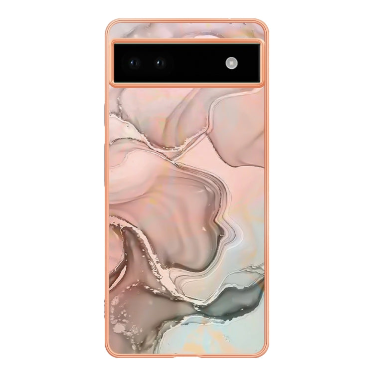 For Google Pixel 6A Electroplating Marble Dual-side IMD Phone Case(Rose Gold 015) - Google Cases by buy2fix | Online Shopping UK | buy2fix
