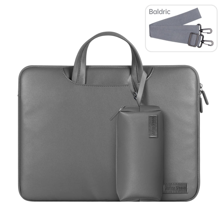 Waterproof PU Laptop Bag Inner Bag with Power Pack, Size:13 / 14 inch(Grey) -  by buy2fix | Online Shopping UK | buy2fix