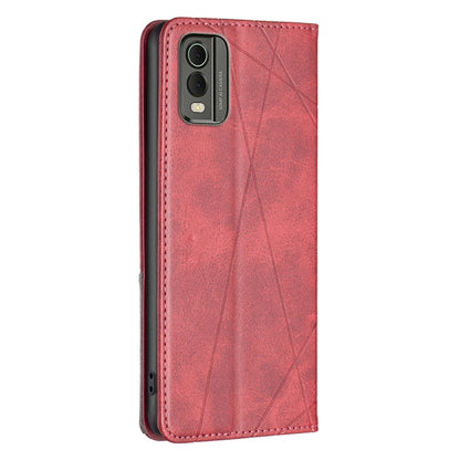 For Nokia C32 Rhombus Texture Magnetic Leather Phone Case(Red) - Nokia Cases by buy2fix | Online Shopping UK | buy2fix