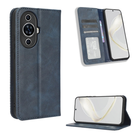 For Huawei nova 11 Pro Magnetic Buckle Retro Texture Leather Phone Case(Blue) - Huawei Cases by buy2fix | Online Shopping UK | buy2fix