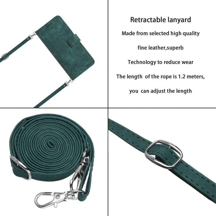 For OnePlus Nord CE 3/Nord CE 3 Lite/Nord N30 Skin Feel Stripe Pattern Leather Phone Case with Lanyard(Green) - OnePlus Cases by buy2fix | Online Shopping UK | buy2fix