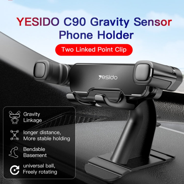 Yesido C90 Car Center Console Paste Magnetic Gravity Mobile Phone Holder(Black) - Car Holders by Yesido | Online Shopping UK | buy2fix