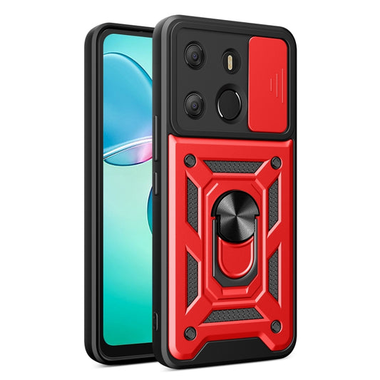 For Tecno Pop 7 Pro / Spark Go 2023 Sliding Camera Cover Design TPU+PC Protective Case(Red) - Tecno Cases by buy2fix | Online Shopping UK | buy2fix