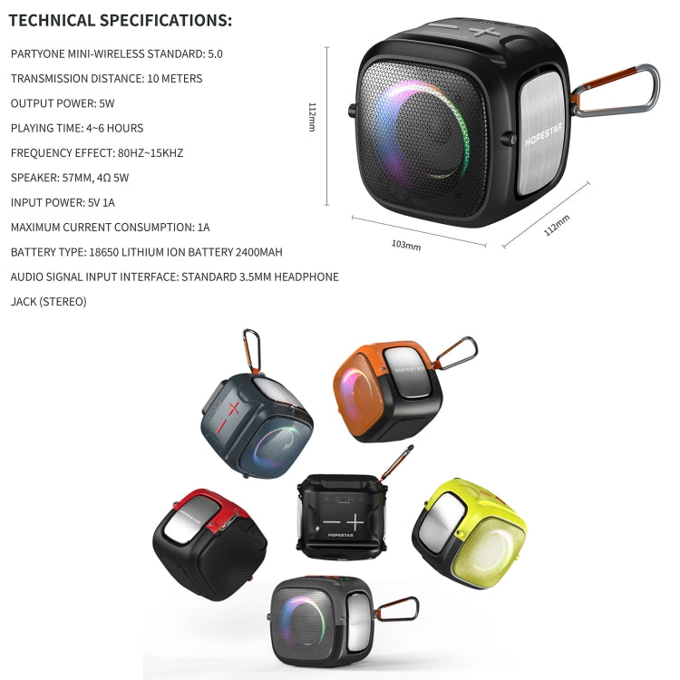HOPESTAR Partyone mini Outdoor Wireless Bluetooth Speaker(Yellow) - Mini Speaker by HOPESTAR | Online Shopping UK | buy2fix