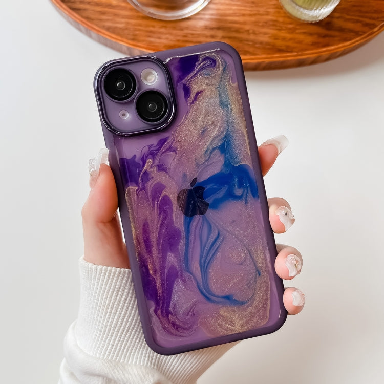 For iPhone 14 Oil Painting Electroplating TPU Phone Case(Purple) - iPhone 14 Cases by buy2fix | Online Shopping UK | buy2fix