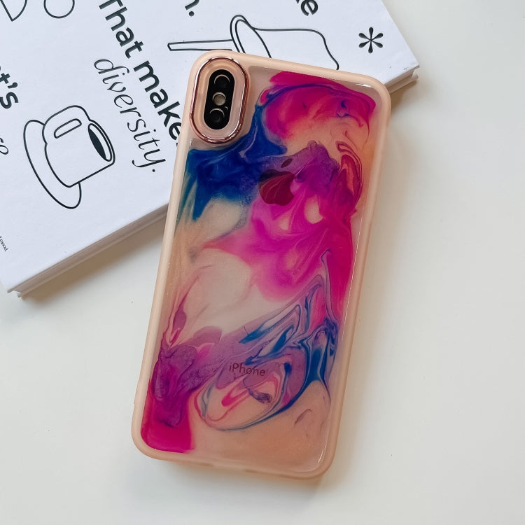 For iPhone XS Max Oil Painting Electroplating TPU Phone Case(Pink) - More iPhone Cases by buy2fix | Online Shopping UK | buy2fix