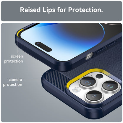 For iPhone 15 Pro Max Brushed Texture Carbon Fiber TPU Phone Case(Blue) - iPhone 15 Pro Max Cases by buy2fix | Online Shopping UK | buy2fix