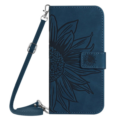 For Xiaomi Poco F5 Skin Feel Sun Flower Embossed Flip Leather Phone Case with Lanyard(Inky Blue) - Xiaomi Cases by buy2fix | Online Shopping UK | buy2fix