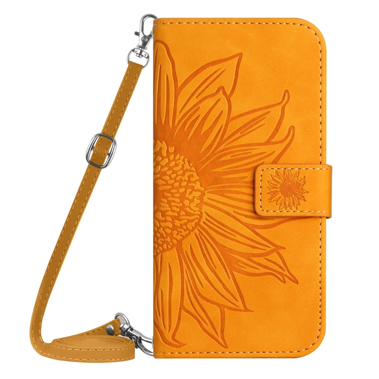 For Xiaomi Poco F5 Skin Feel Sun Flower Embossed Flip Leather Phone Case with Lanyard(Yellow) - Xiaomi Cases by buy2fix | Online Shopping UK | buy2fix