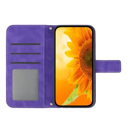 For Xiaomi Redmi Note 12S Skin Feel Sun Flower Embossed Flip Leather Phone Case with Lanyard(Dark Purple) - Xiaomi Cases by buy2fix | Online Shopping UK | buy2fix