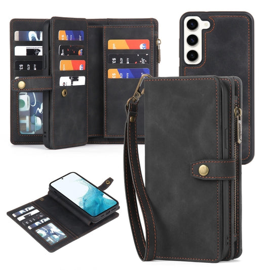 For Samsung Galaxy S20+ Zipper Wallet Detachable MagSafe Leather Phone Case(Black) - Galaxy Phone Cases by buy2fix | Online Shopping UK | buy2fix