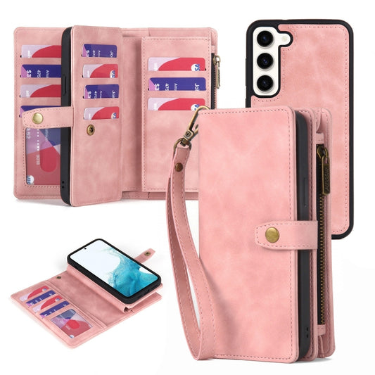 For Samsung Galaxy A12 5G Zipper Wallet Detachable MagSafe Leather Phone Case(Pink) - Galaxy Phone Cases by buy2fix | Online Shopping UK | buy2fix