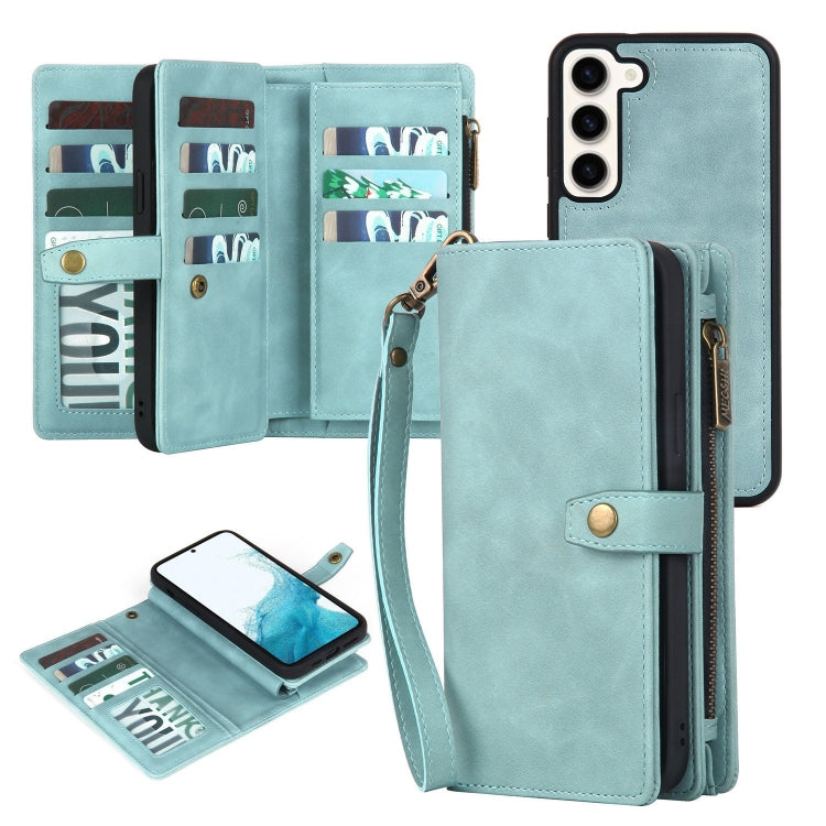 For Samsung Galaxy A13 5G Zipper Wallet Detachable MagSafe Leather Phone Case(Blue) - Galaxy Phone Cases by buy2fix | Online Shopping UK | buy2fix