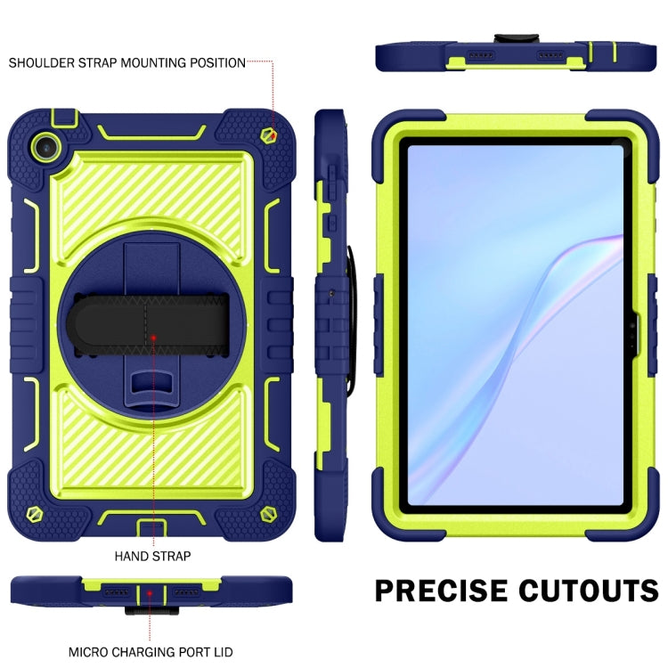 For Huawei MatePad SE 10.4 360 Degree Rotation PC Contrast Silicone Tablet Case(Navy Blue + Yellow Green) - For Huawei by buy2fix | Online Shopping UK | buy2fix