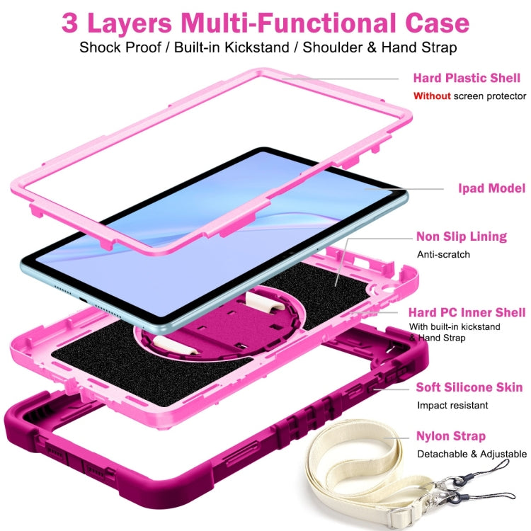 For Huawei MatePad SE 10.4 360 Degree Rotation PC Contrast Silicone Tablet Case(Rose Red + Pink) - For Huawei by buy2fix | Online Shopping UK | buy2fix