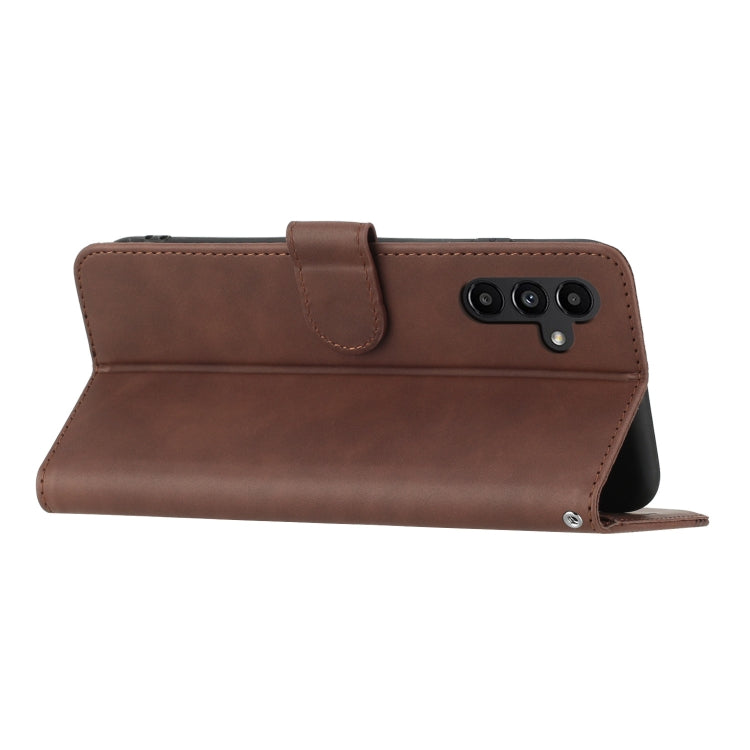 For Samsung Galaxy A24 4G Heart Pattern Skin Feel Leather Phone Case(Brown) - Galaxy Phone Cases by buy2fix | Online Shopping UK | buy2fix