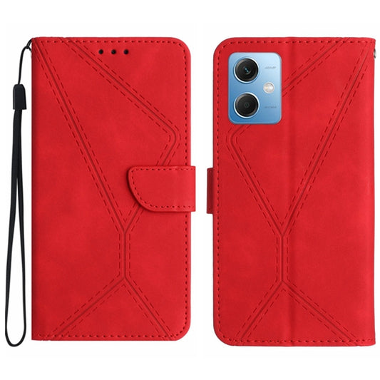 For Xiaomi Redmi Note 12 5G Stitching Embossed Leather Phone Case(Red) - Note 12 Cases by buy2fix | Online Shopping UK | buy2fix