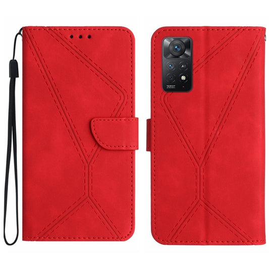 For Redmi Note 11 4G Global Stitching Embossed Leather Phone Case(Red) - Xiaomi Cases by buy2fix | Online Shopping UK | buy2fix