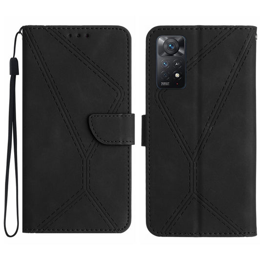 For Redmi Note 11 4G Global Stitching Embossed Leather Phone Case(Black) - Xiaomi Cases by buy2fix | Online Shopping UK | buy2fix