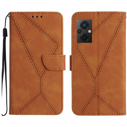 For Xiaomi POCO M5 / M4 5G Stitching Embossed Leather Phone Case(Brown) - Xiaomi Cases by buy2fix | Online Shopping UK | buy2fix