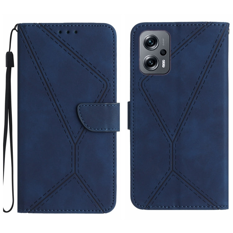 For Xiaomi POCO X4 GT Stitching Embossed Leather Phone Case(Blue) - Xiaomi Cases by buy2fix | Online Shopping UK | buy2fix