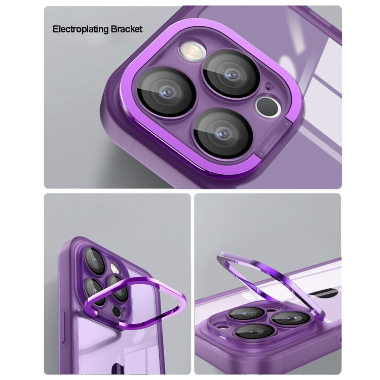 For iPhone 15 Plus Invisible Lens Bracket Matte Transparent MagSafe Phone Case(Purple) - iPhone 15 Plus Cases by buy2fix | Online Shopping UK | buy2fix