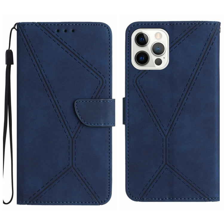 For iPhone 14 Pro Max Stitching Embossed Leather Phone Case(Blue) - iPhone 14 Pro Max Cases by buy2fix | Online Shopping UK | buy2fix