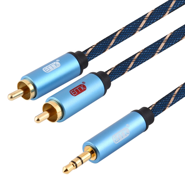 EMK 3.5mm Jack Male to 2 x RCA Male Gold Plated Connector Speaker Audio Cable, Cable Length:1m(Dark Blue) - Audio Optical Cables by EMK | Online Shopping UK | buy2fix