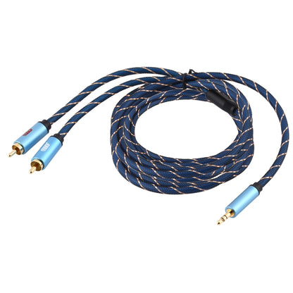 EMK 3.5mm Jack Male to 2 x RCA Male Gold Plated Connector Speaker Audio Cable, Cable Length:5m(Dark Blue) - Audio Optical Cables by EMK | Online Shopping UK | buy2fix