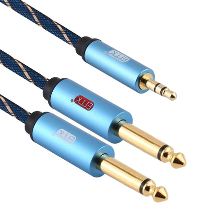 EMK 3.5mm Jack Male to 2 x 6.35mm Jack Male Gold Plated Connector Nylon Braid AUX Cable for Computer / X-BOX / PS3 / CD / DVD, Cable Length:2m(Dark Blue) - Audio Optical Cables by buy2fix | Online Shopping UK | buy2fix