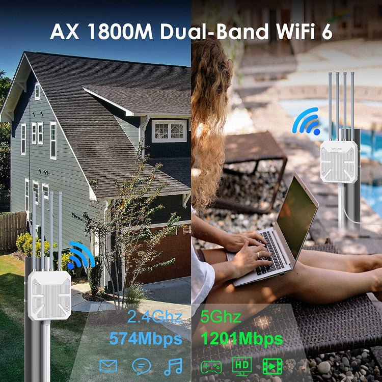 Wavlink WN573HX1 WiFi 6 AX1800 Dual Band Long Range Outdoor WiFi Extender(US Plug) - Broadband Amplifiers by WAVLINK | Online Shopping UK | buy2fix