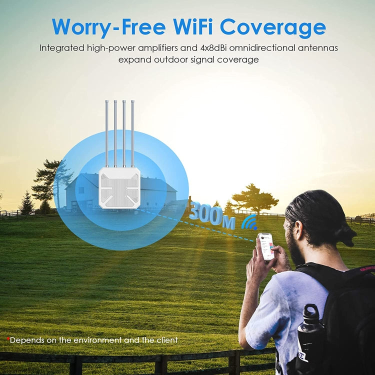 Wavlink WN573HX1 WiFi 6 AX1800 Dual Band Long Range Outdoor WiFi Extender(US Plug) - Broadband Amplifiers by WAVLINK | Online Shopping UK | buy2fix