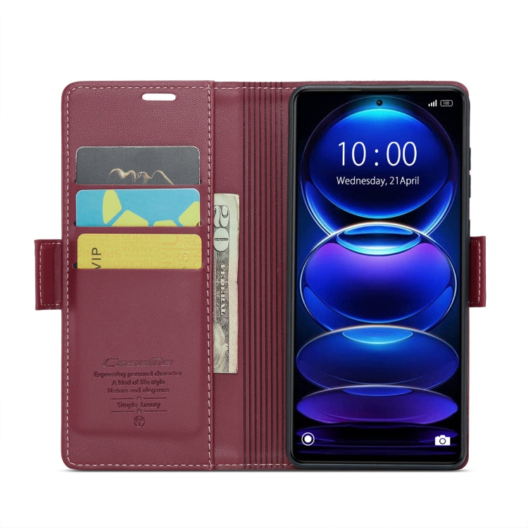 For Xiaomi Redmi Note 12 Pro+ 5G Global CaseMe 023 Butterfly Buckle Litchi Texture RFID Anti-theft Leather Phone Case(Wine Red) - Note 12 Pro+ Cases by CaseMe | Online Shopping UK | buy2fix