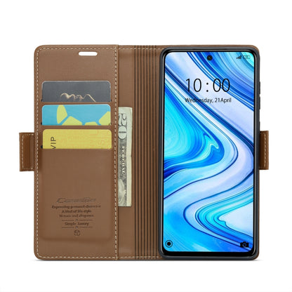 For Xiaomi Redmi Note 9S/Note 9 Pro/Note 9 Pro Max CaseMe 023 Butterfly Buckle Litchi Texture RFID Anti-theft Leather Phone Case(Brown) - Xiaomi Cases by CaseMe | Online Shopping UK | buy2fix