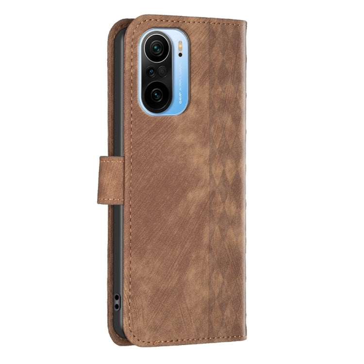 For Xiaomi 11i / Redmi K40 Plaid Embossed Leather Phone Case(Brown) - Xiaomi Cases by buy2fix | Online Shopping UK | buy2fix