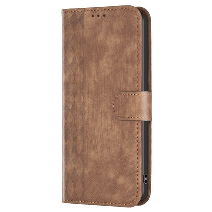 For Xiaomi 11T / 11T Pro Plaid Embossed Leather Phone Case(Brown) - Xiaomi Cases by buy2fix | Online Shopping UK | buy2fix