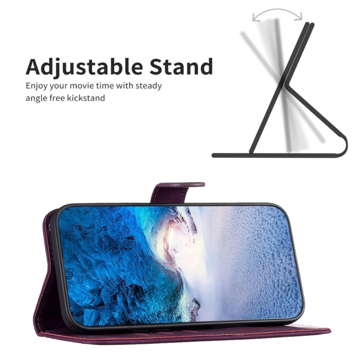 For Xiaomi Redmi 9 Plaid Embossed Leather Phone Case(Purple) - Xiaomi Cases by buy2fix | Online Shopping UK | buy2fix