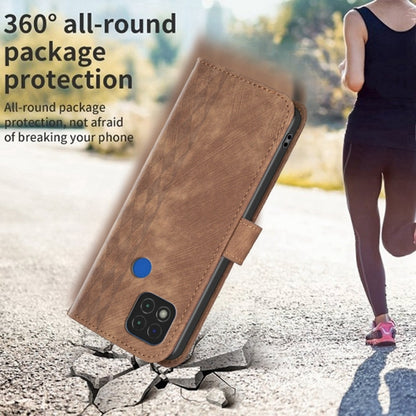 For Xiaomi Redmi 9C Plaid Embossed Leather Phone Case(Brown) - Xiaomi Cases by buy2fix | Online Shopping UK | buy2fix