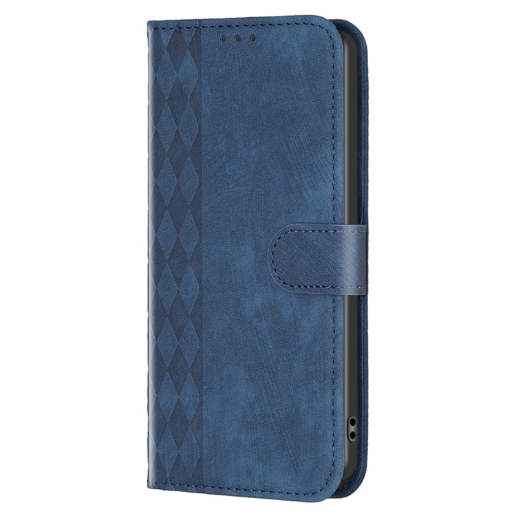 For Xiaomi Redmi 10 5G / Note 11E Plaid Embossed Leather Phone Case(Blue) - Xiaomi Cases by buy2fix | Online Shopping UK | buy2fix