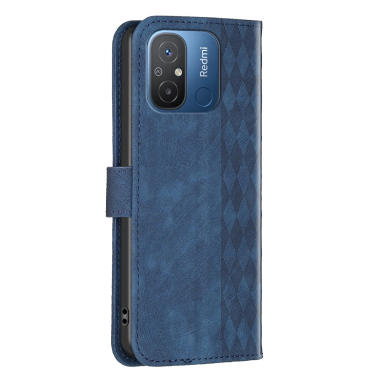 For Xiaomi Redmi 12C Plaid Embossed Leather Phone Case(Blue) - Xiaomi Cases by buy2fix | Online Shopping UK | buy2fix