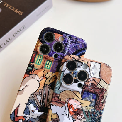 For iPhone 13 Pro Max Precise Hole Oil Painting Pattern PC Phone Case(Edifice) - iPhone 13 Pro Max Cases by buy2fix | Online Shopping UK | buy2fix